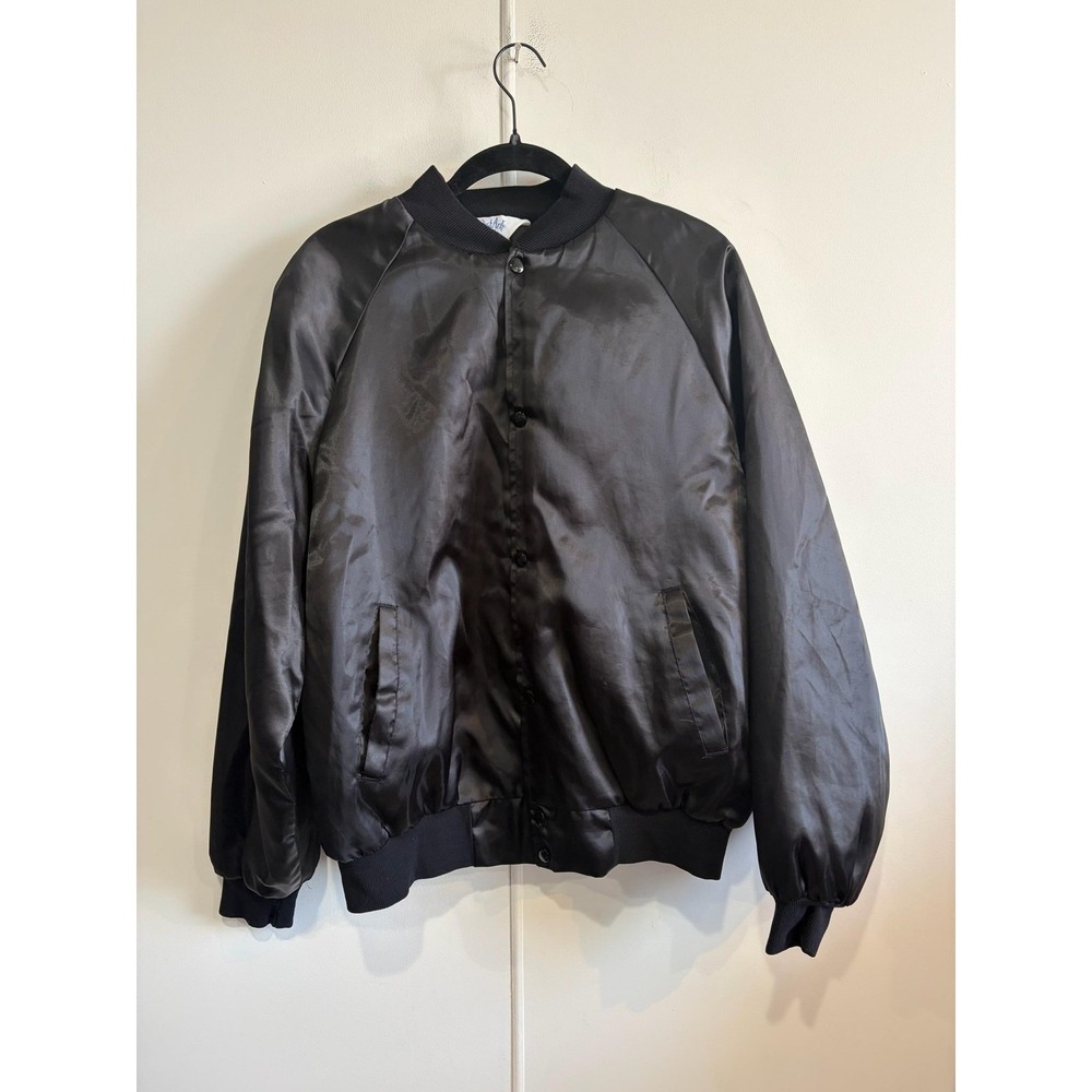 Vintage WestArk Jacket Mens Large Black Nylon Bomber Great Lakes Dragaway USA